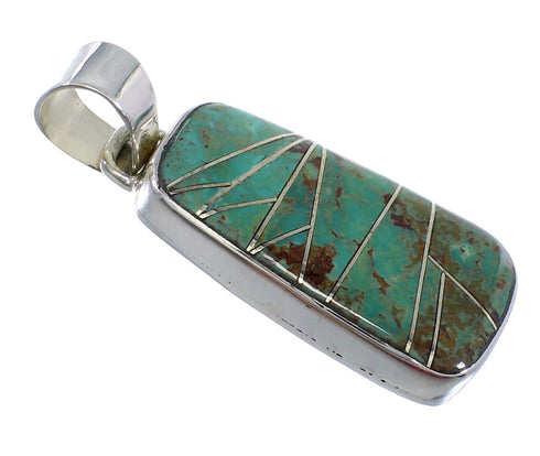 Southwest Genuine Sterling Silver Turquoise Inlay Pendant WX58510